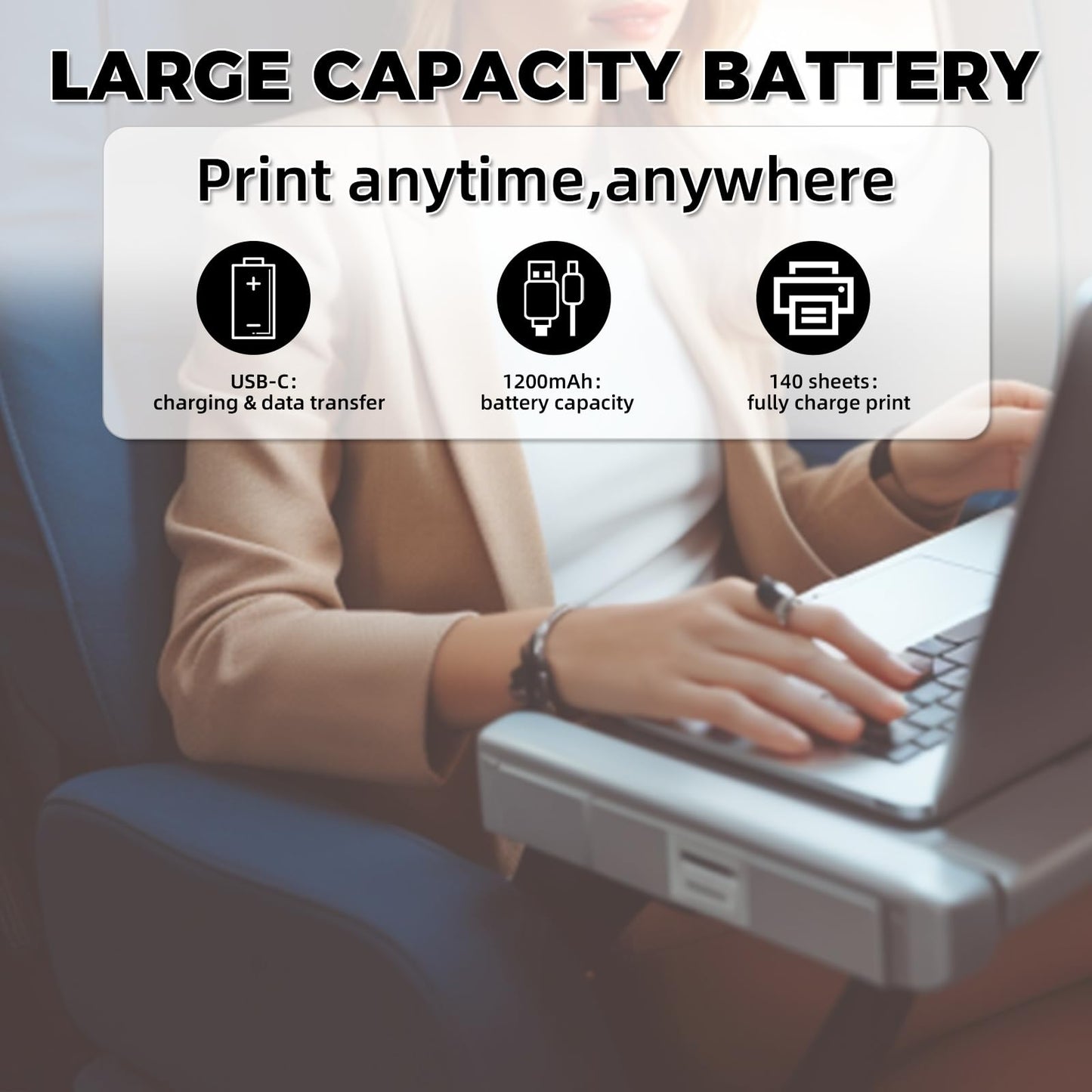 Portable Thermal Printer Wireless Travel, Inkless Printer M08F, Bluetooth Mobile Printer Support 8.5" X 11" US Letter, Tattoo Stencil Printer Compatible with Android and iOS Phone & Laptop