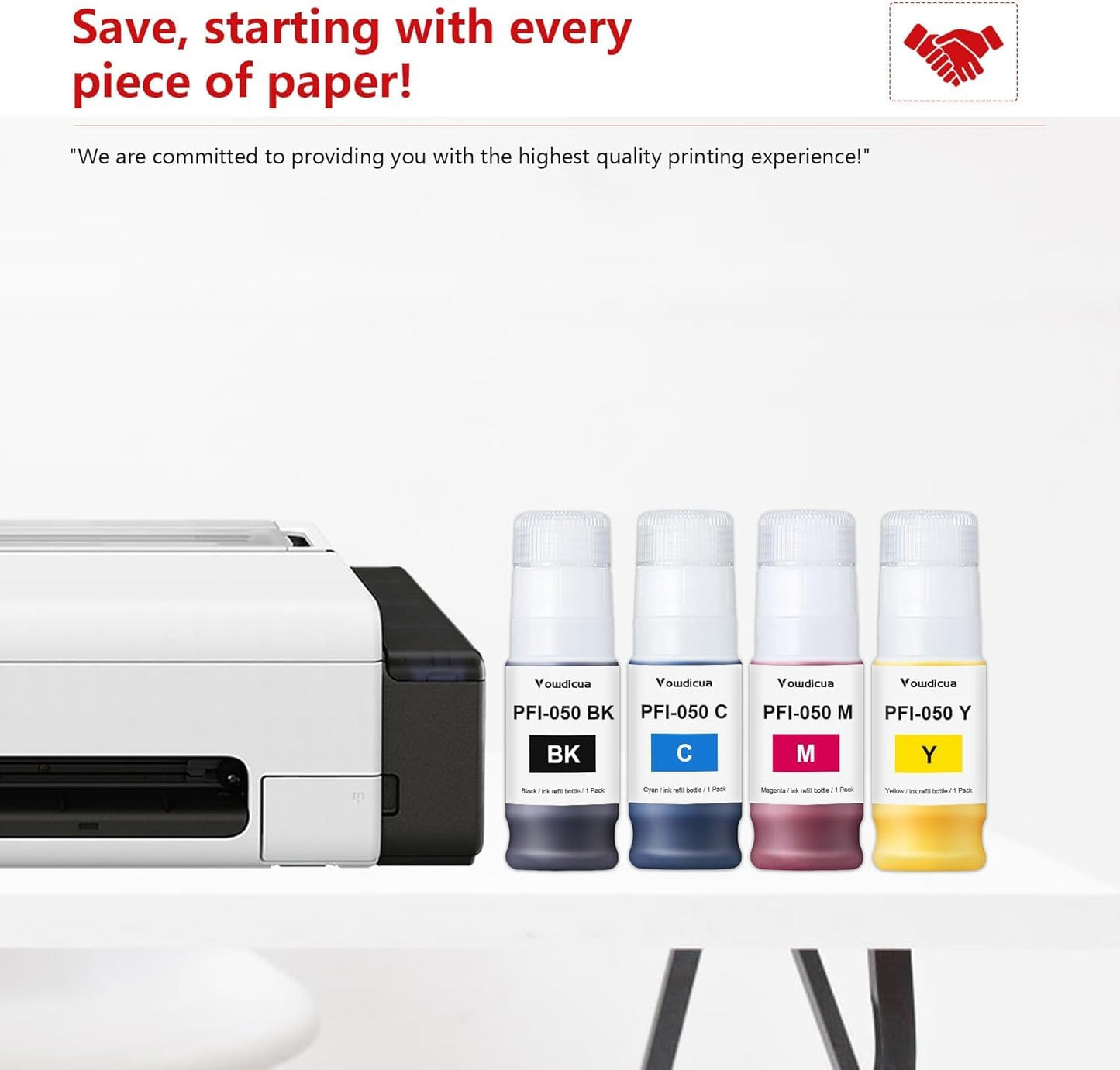 PFI050 PFI-050 Ink Refill 4-Pack(BK/C/M/Y) Replacement for Canon imagePROGRAF TC-20 TC-20M Printer