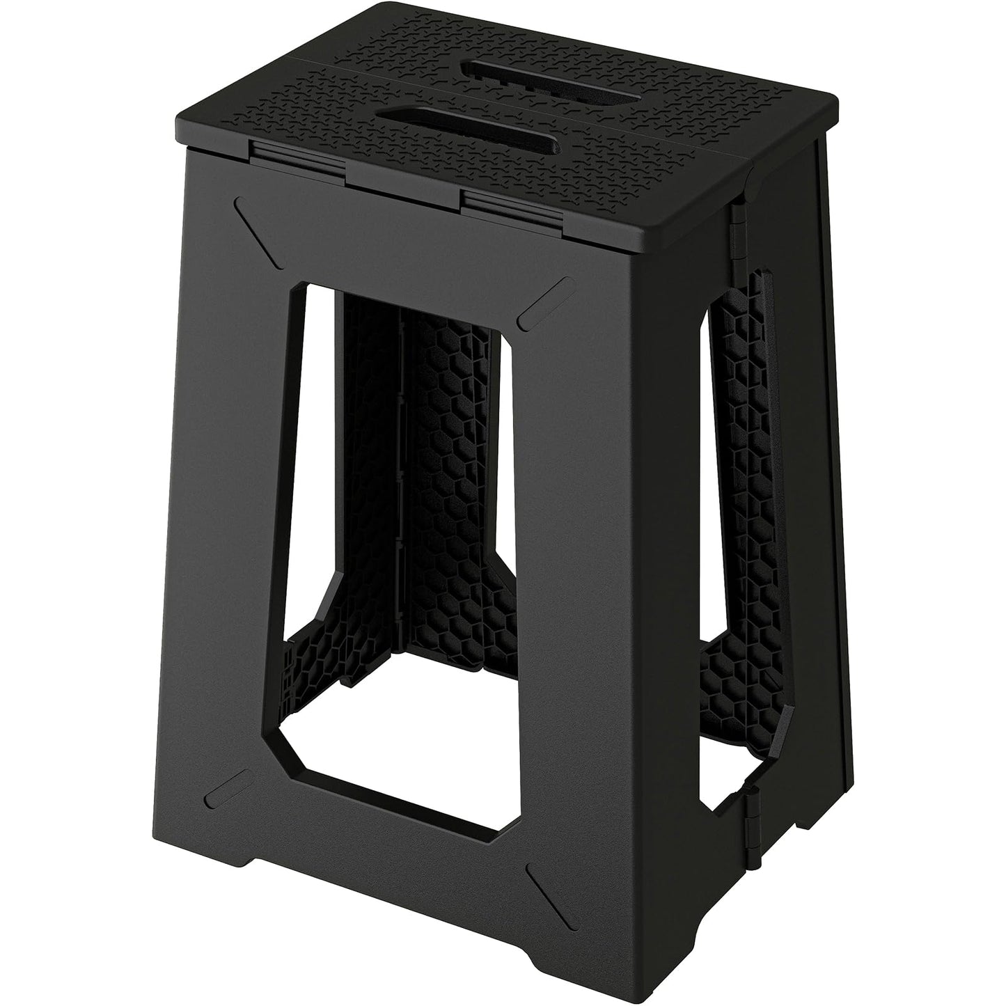 BLACKSPACE Step Stool for Adults, 17-Inch Folding Foot Stool for Kitchen, Foldable Design with Anti-Slip Pads, 300 lbs Weight Capacity, Premium Folding Step Stool for Safety and Convenience (Black)