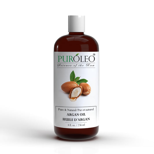 PUROLEO Argan Oil 8 Fl Oz/236 ML (Packed In Canada) 100% Pure argan oil for hair, Face & Skin Carrier Oil, Imported from Morocco, argon oil, maroko oil