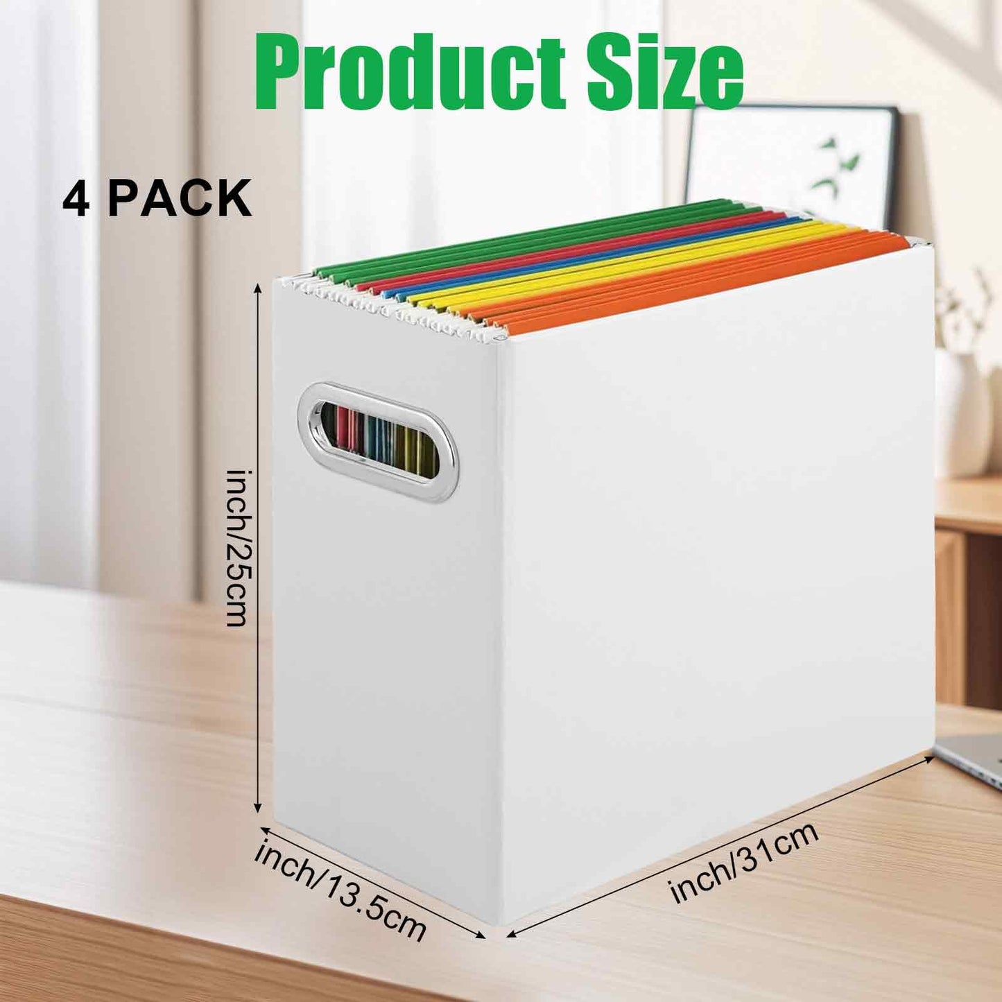 JMIATRY 6PCS Hanging File Organizer for Hanging Folders Letter Size White File Folder Organizer with Handle,Cardboard File Folder Box Document Organizer for Office, Home
