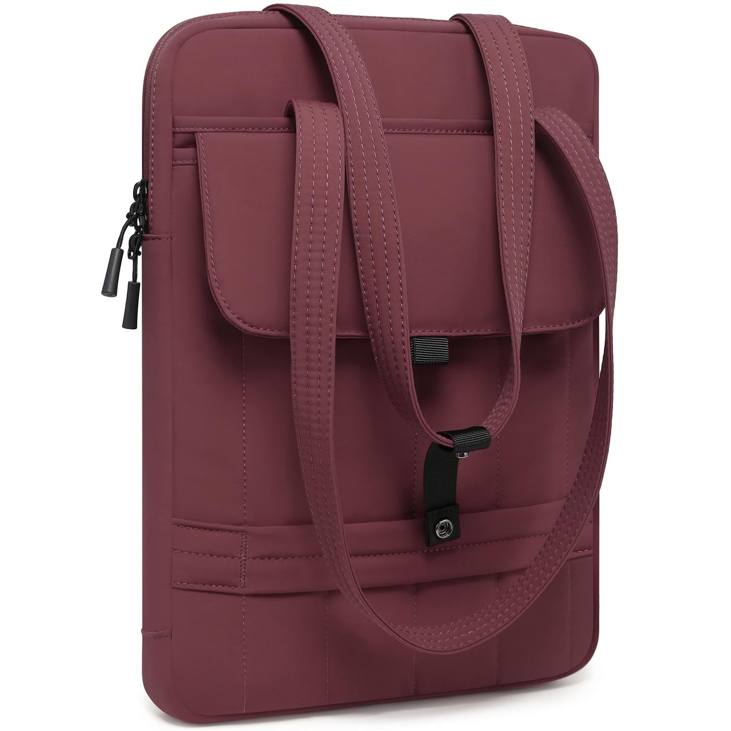 HYZUO 15-16 Inch Puffy Laptop Sleeve Padded Handbag for MacBook Pro 15/16, 15" 15.6" Dell/HP/Lenovo/Asus/Acer/Samsung Notebook Chromebook, Women Slim Shoulder Bags Work Daily Bag, Wine Red