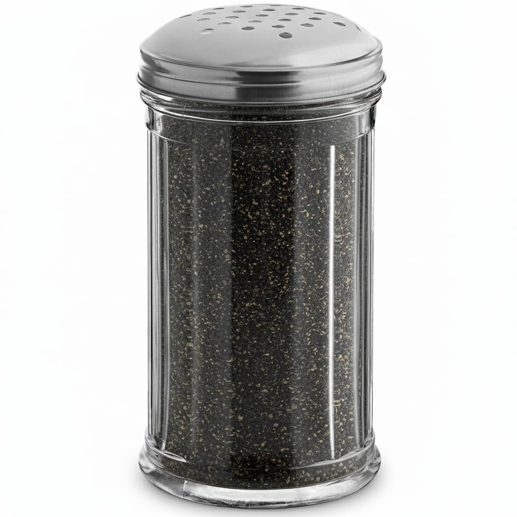 12 Oz Parmesan Cheese Shaker/salt and pepper shakers with Stainless Steel Lid, Clear Plastic seasoning shaker, sugar/spice dispenser, large salt and pepper shakers (360 ml) by GEEX DEPOT (12, 12 Oz)
