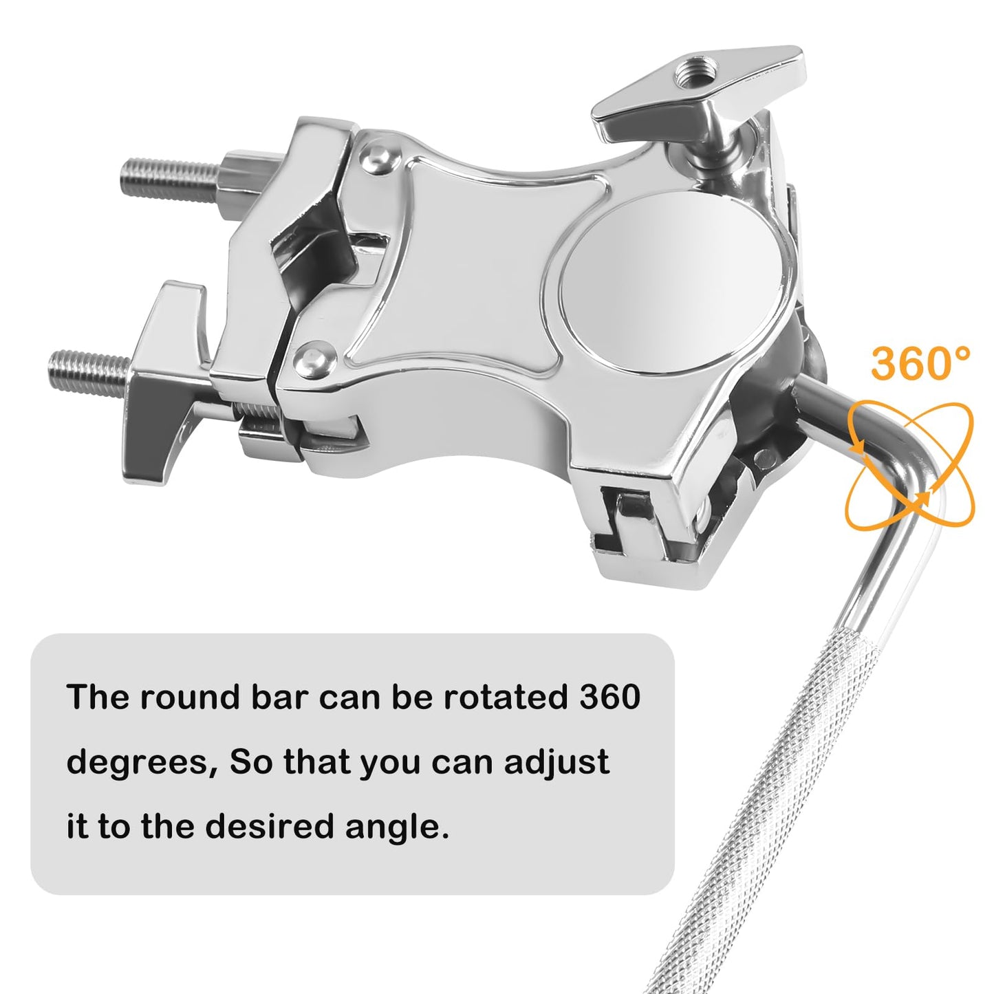 L-Rod Cowbells Cymbal Clamp, Zinc Alloy Tom Mounts for Drums Clamp, Percussion Mounting Bracket for Cowbells, Jam Blocks, Tambourines, Mini Timbales, and Electronic Pads to A Stand (L-Rod)