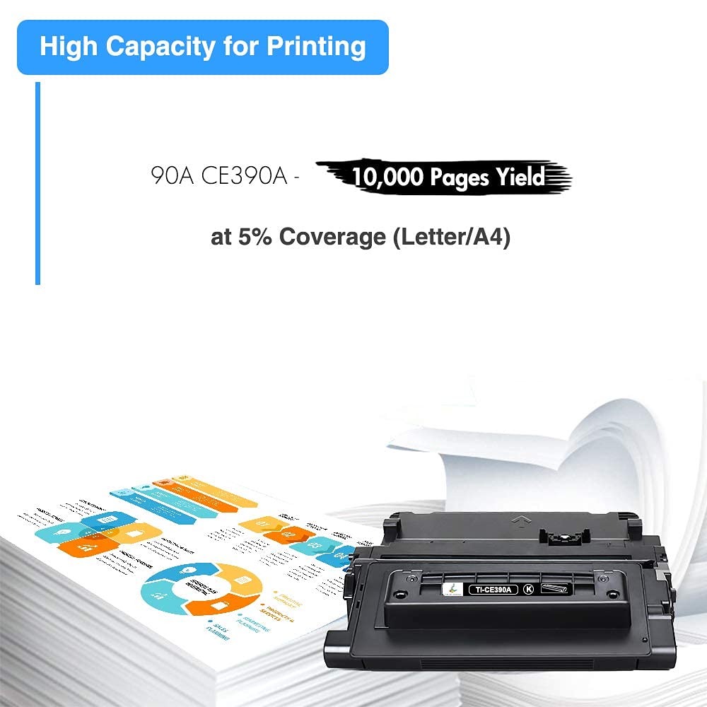 CE390A 90A Black Toner Cartridge Replacement for HP 90A CE390A 90X CE390X for Enterprise 600 M602 M601 M4555 M602dn M602n M602x M603dn M603n M4555f M4555h Printer (Black, 1-Pack)