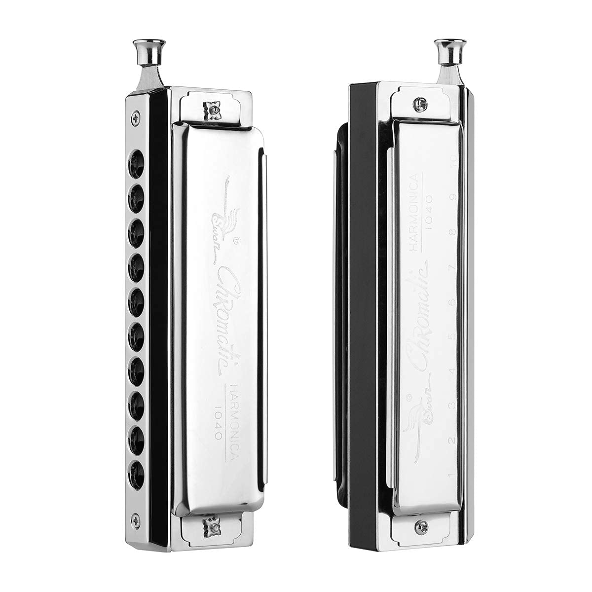 Chromatic Harmonica Professional Grade 10 Hole 40 Tone Key of C Stainless Steel Heavy Duty with Case & Cleaning Cloth for Professional Player,Band,Beginner,Students