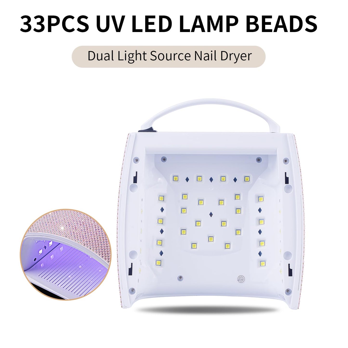 Ayshone 48W Cordless UV LED Nail Lamp,Rechargeable Gel Nail Dryer with Handle Nail Art Manicure Tools for Home and Salon (Pearl Pink Diamond)