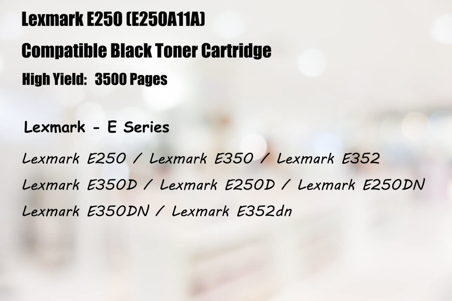 Ultra Toner® Compatible Replacement for Lexmark E250 E250A11A Black Toner Cartridge for Lexmark E250 E250D E250DN E350 E352 E350D E350DN E352dn (1PK)