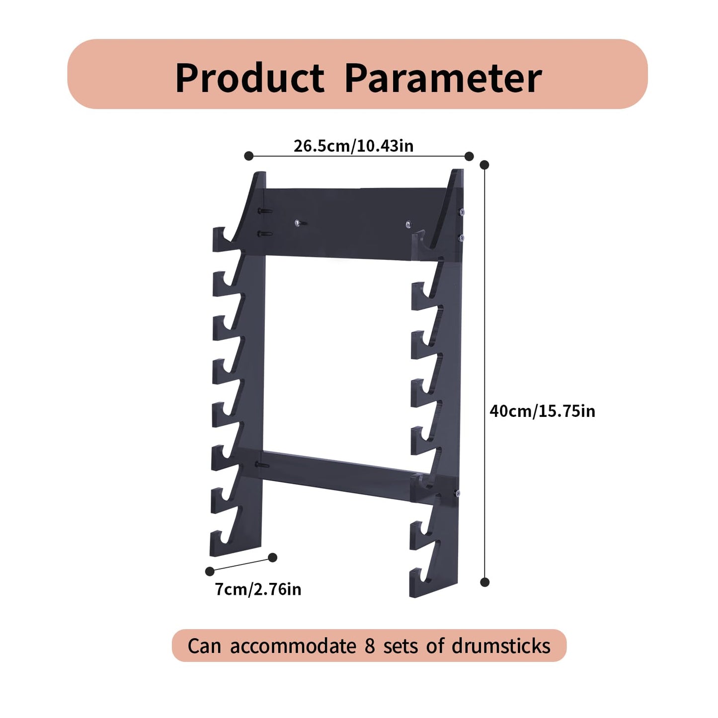 Acrylic Drum Stick Holder, Drum Stick Display Holder, Drum Stick Holder, Wall Mounted Stick Holder holds 8 sets of drumsticks Drumstick Organizer Holder for Display