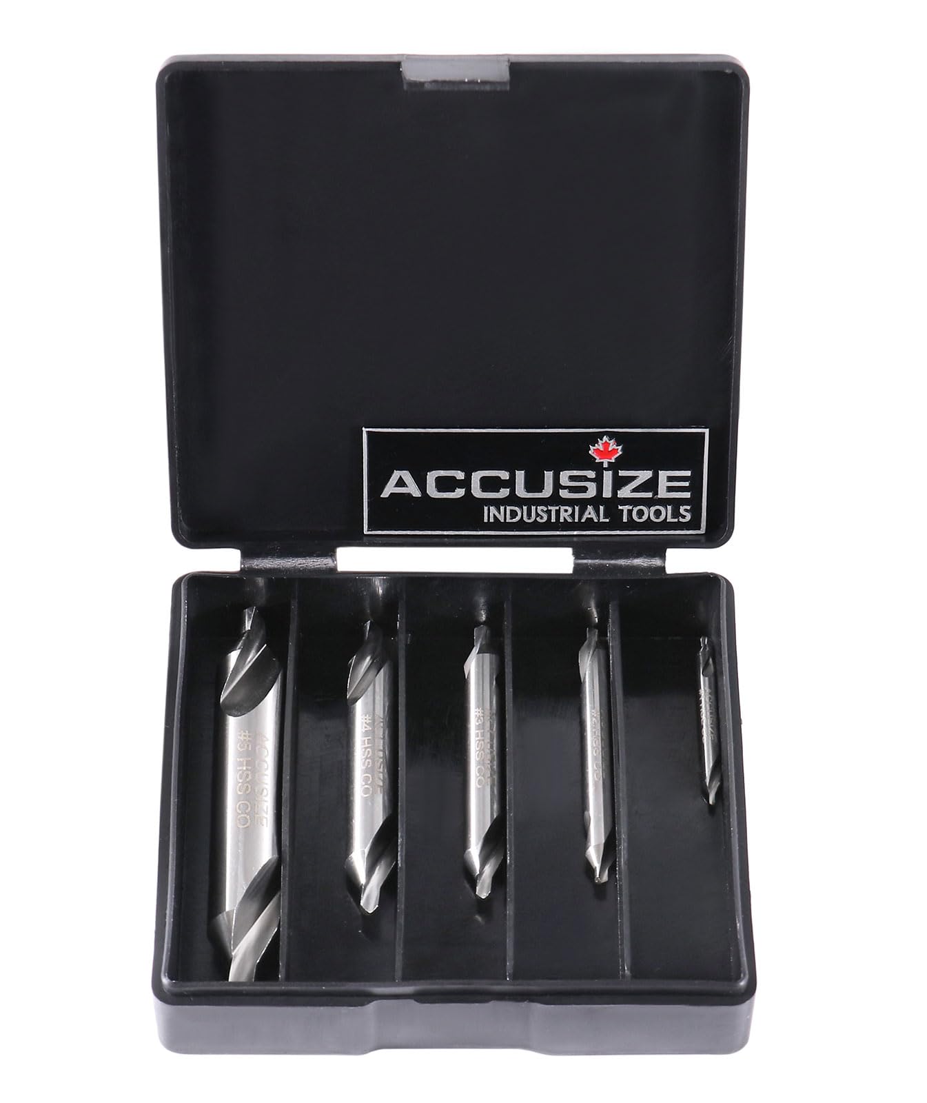 Accusize Industrial Tools 5pc ANSI M42(H.S.S.Plus 8% Cobalt) Center Drill Set, 0556-5500