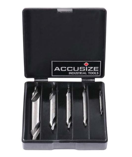 Accusize Industrial Tools 5pc ANSI M42(H.S.S.Plus 8% Cobalt) Center Drill Set, 0556-5500