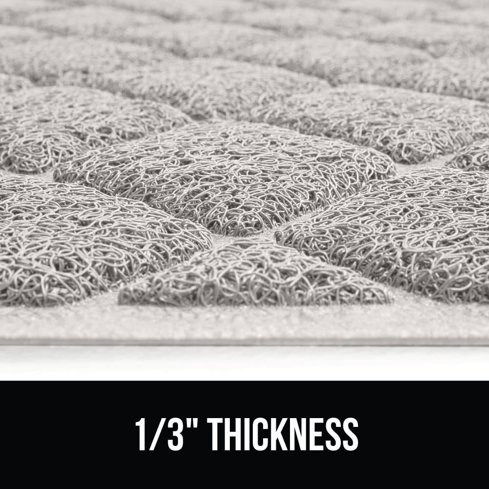 GORILLA GRIP Cat Litter Box Mat, 47x35, Water Resistant Kitty Litter Trapping Mat, Textured Backing, Easy to Clean, Less Waste and Clean Floors, Kitten Supplies for Indoor Cats, Soft on Paws, Lt Gray