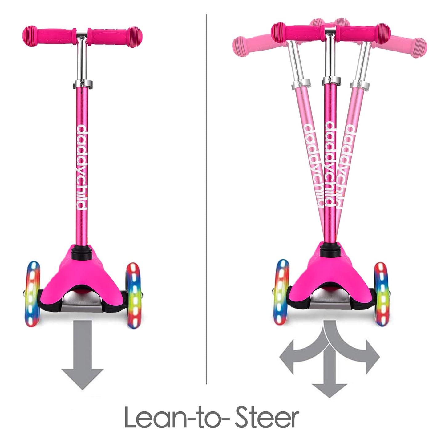 3 Wheel Scooters for Kids, Kick Scooter for Toddlers 3-8 Years Old, Boys and Girls Scooter with Light Up Wheels, Mini Scooter for Children (Pink)
