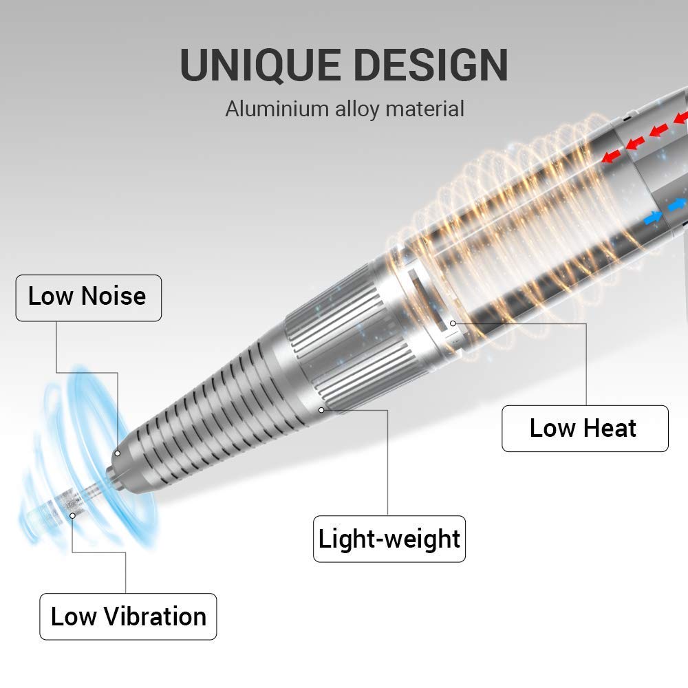 MELODYSUSIE 2-Prong Plugs Handpiece for White Scamander 30000RPM Nail Drill and 2 in 1 Nail Dust Collector with Nail Drill