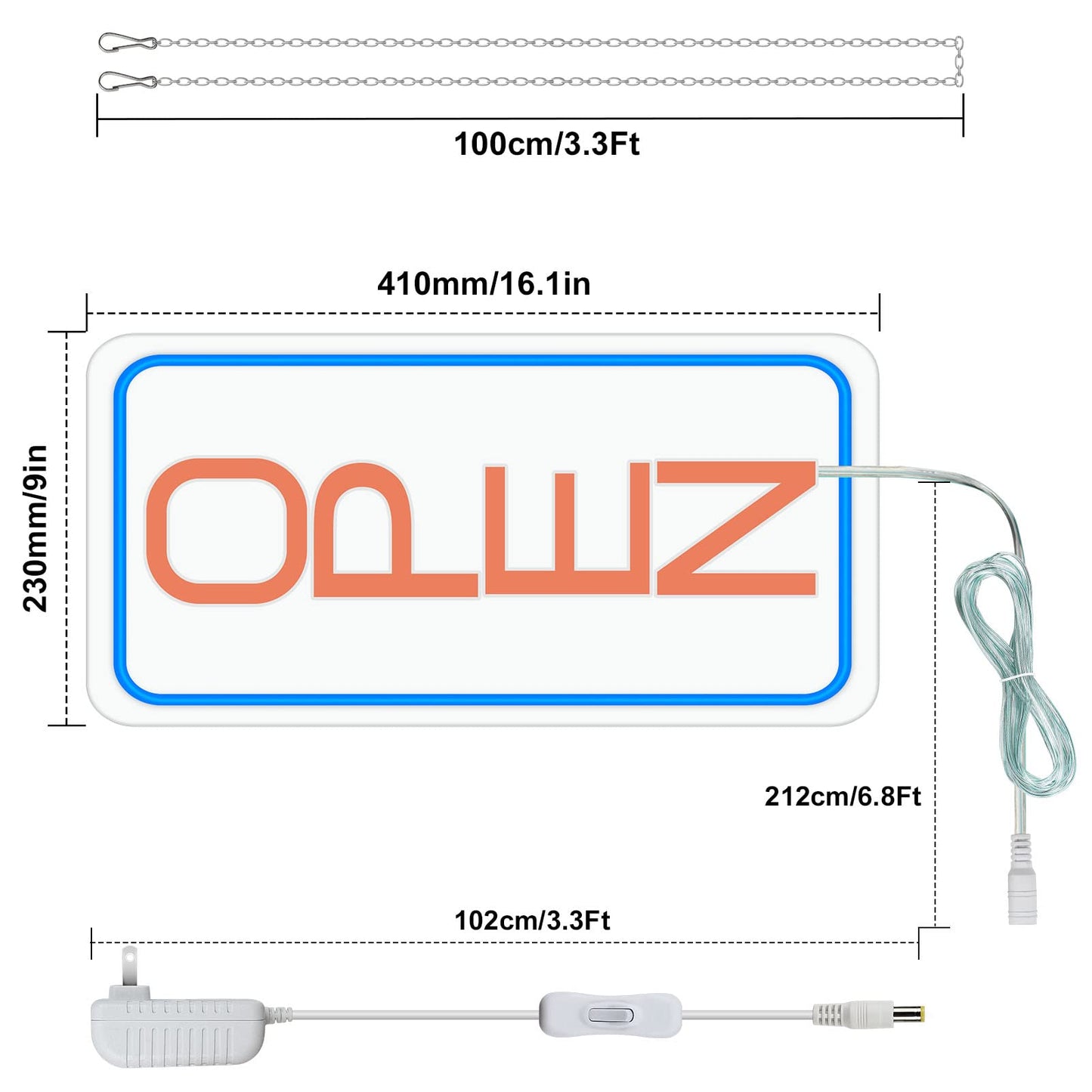 Neon Open Signs for Business, 16''x 9'' LED Open Sign, Super Bright Neon Sign (Blue&Pink), with ON/OFF Switch & Adapter, Neon Light Sign for Window Party Wall Bars Coffee Salon Club Shop, Vertical