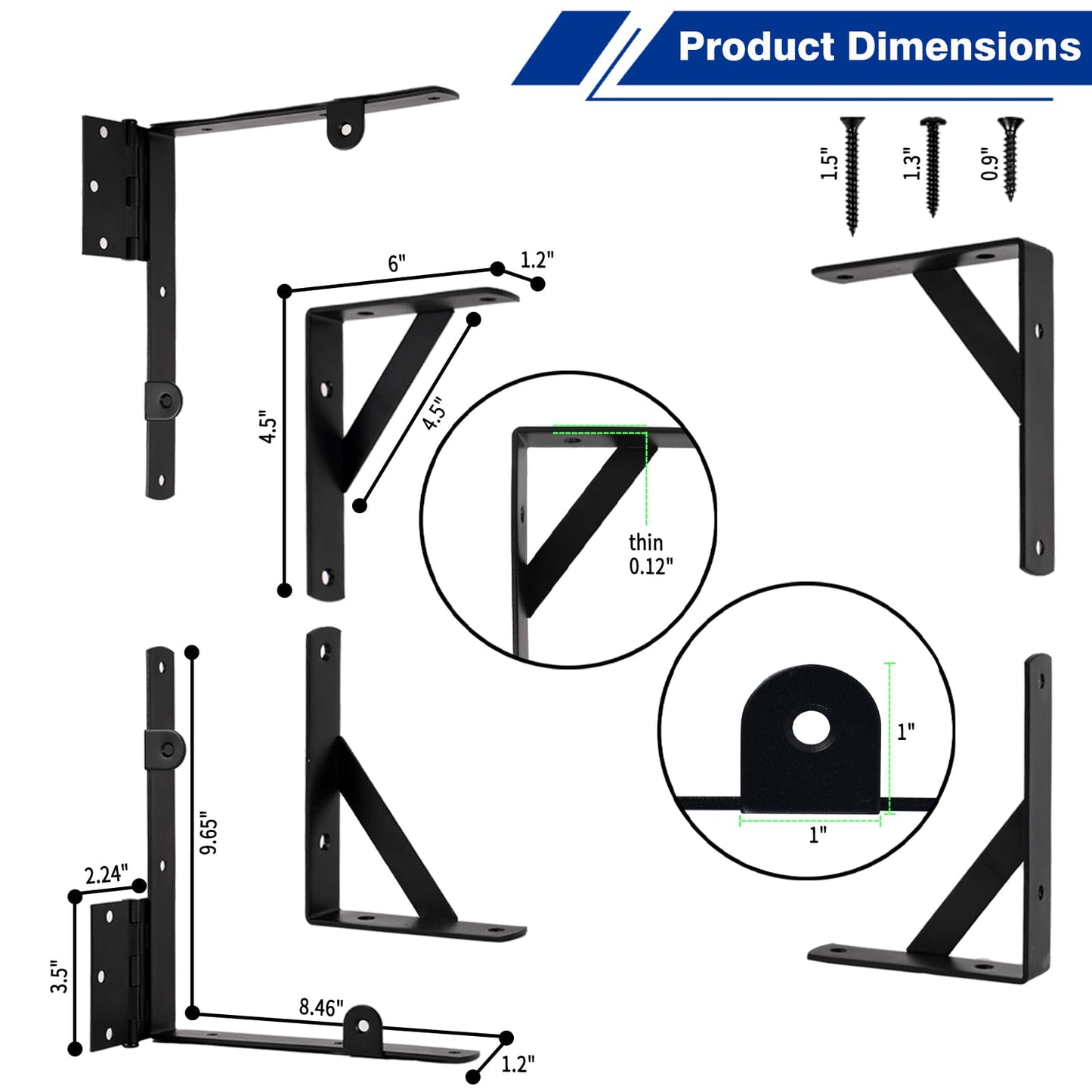 Anti Sag Gate Corner Brace Frame Kit - 1Set,Frame Hardware Kit with Self Locking Gate Latch,Heavy Duty Gate Corner Brace Bracket for Wooden Gate Fences,Shed Doors,Wood Windows,Corral Gates