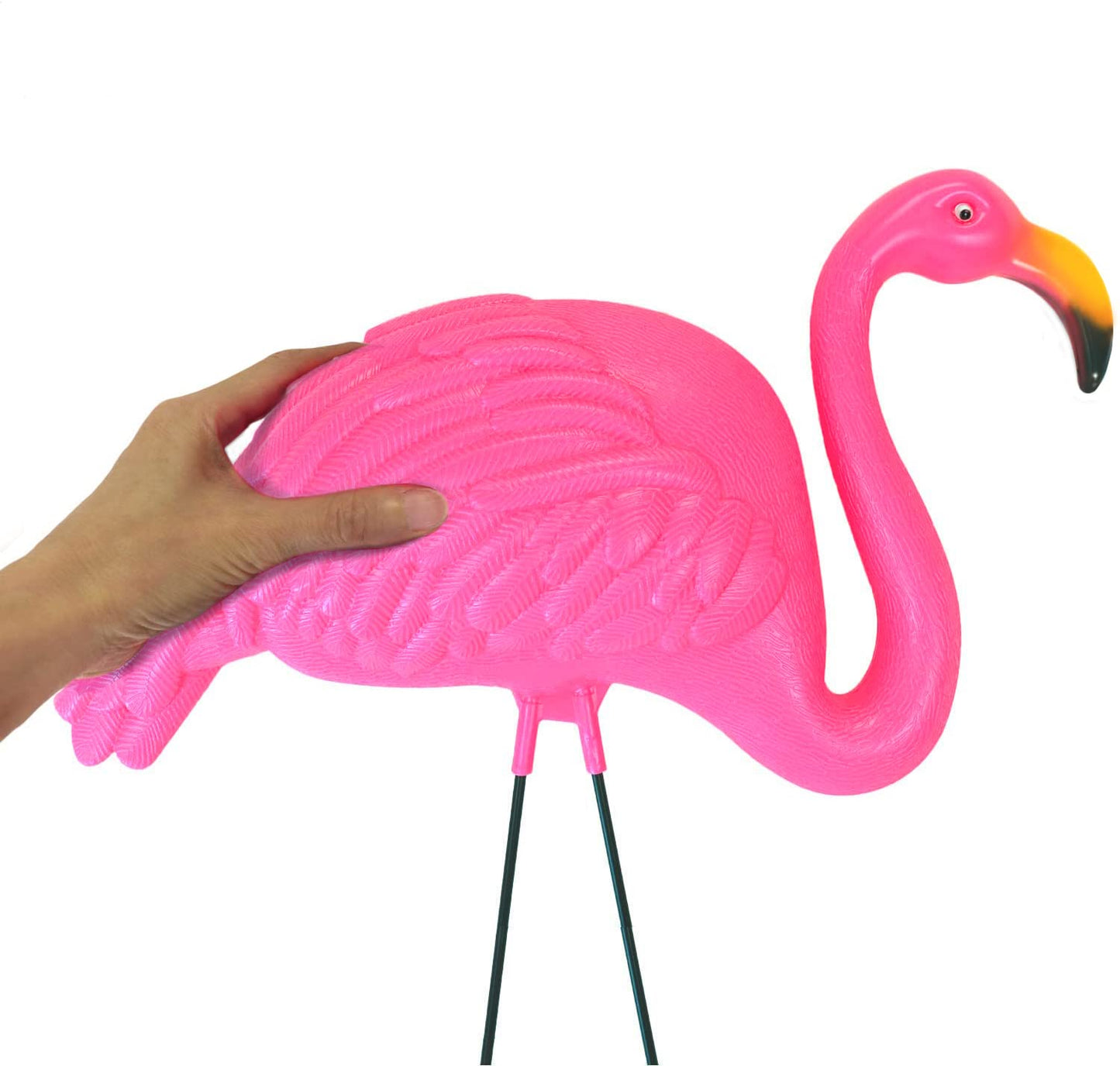 GiftExpress Pack of 2, Large Bright Pink Flamingo Yard Ornament/Lawn Ornaments/Ink Flamingo Garden Yard Stakes/Adjustable Feet Length and Gesture