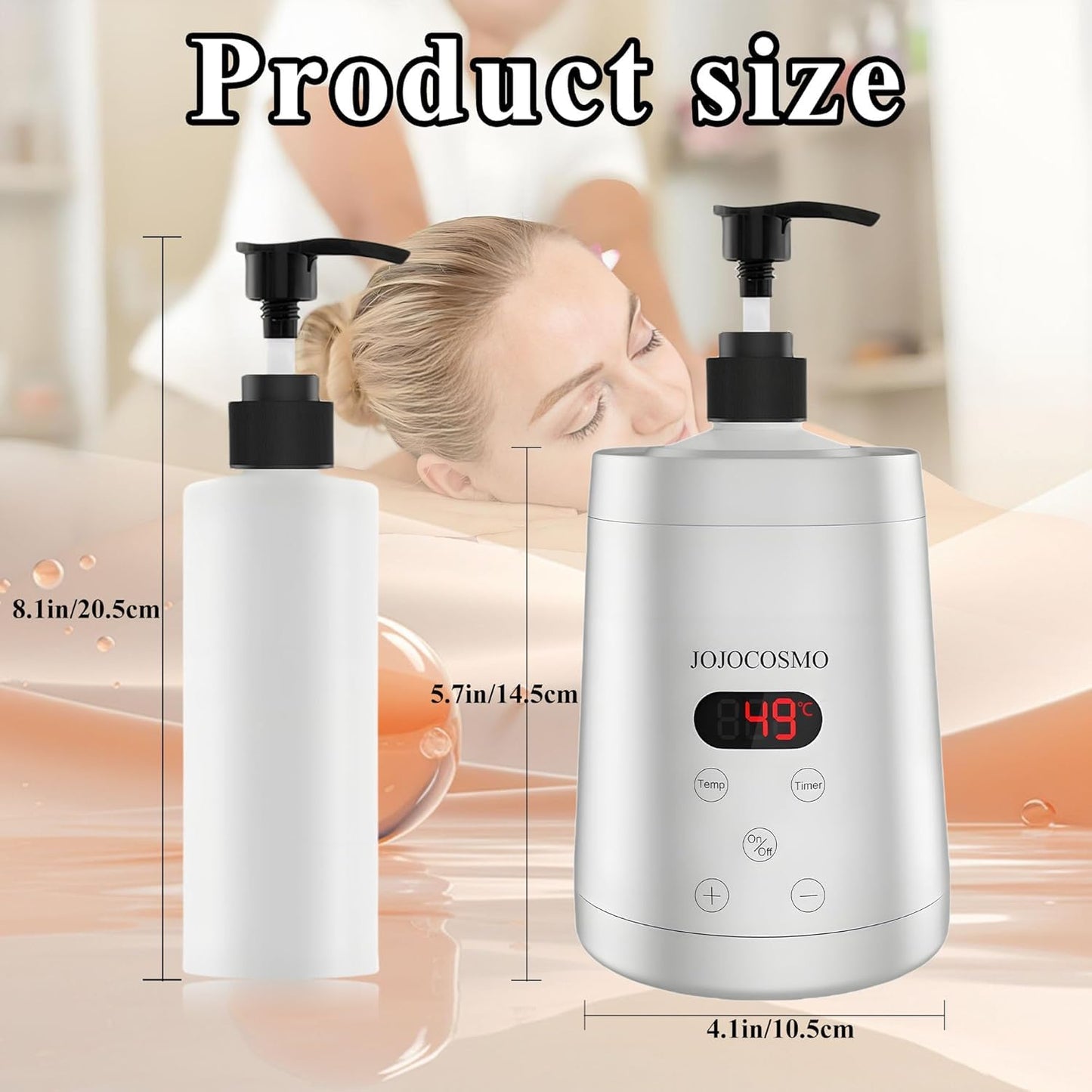 JOJOCOSMO Professional Massage Oil Warmer with 2 Oil Lotion, 250ml Digital Massage Oil Heater, Lotion Warmer Dispenser, Automatic Heated Lotion Massage for SPA, Salon, Home Massage (silver)