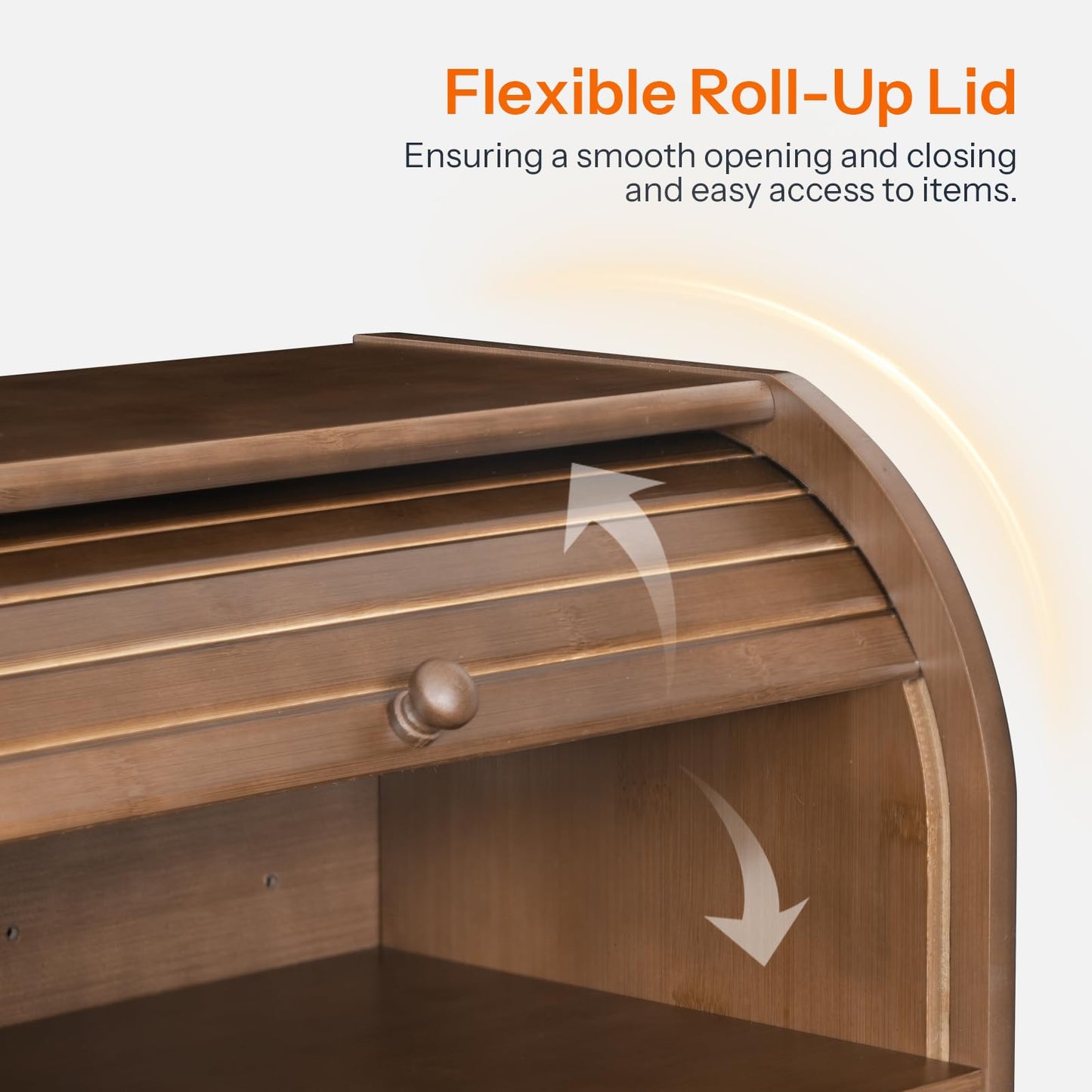 HOOBRO Bread Box, Bamboo Bread Box for Kitchen Countertop, 2 Tier Roll-Top Bread Bin, Food Storage Box, Large Capacity Keeper, Wooden Storage Cabinet, for Kitchen, Dining Room, Brown BR13MB01
