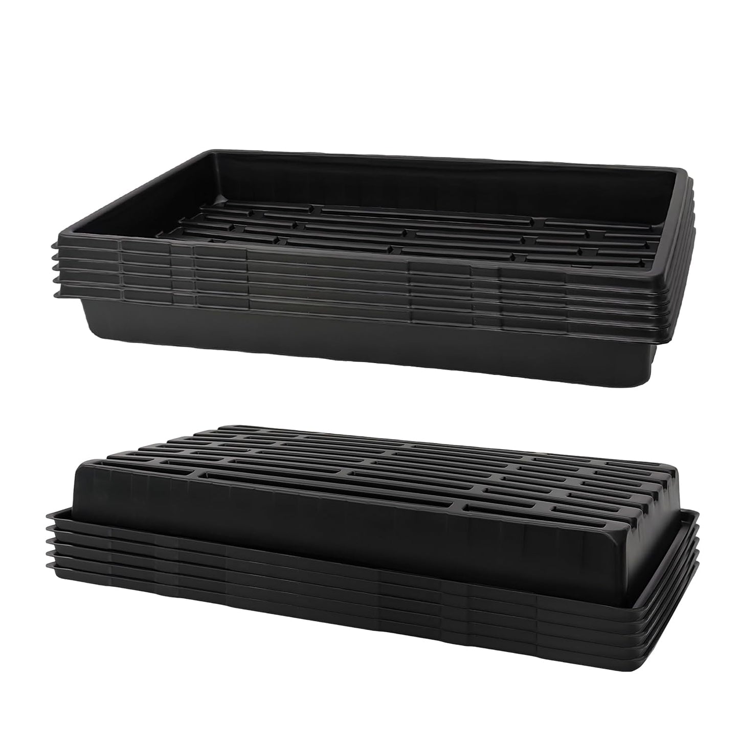 RooTrimmer 1020 Trays Sturdy Farmer Self Seedling Nursery Tray Plastic Seeds Starter Trays 10 Pieces Standard Size 2.35inch Deep Without Holes (10-Pack Without Holes)