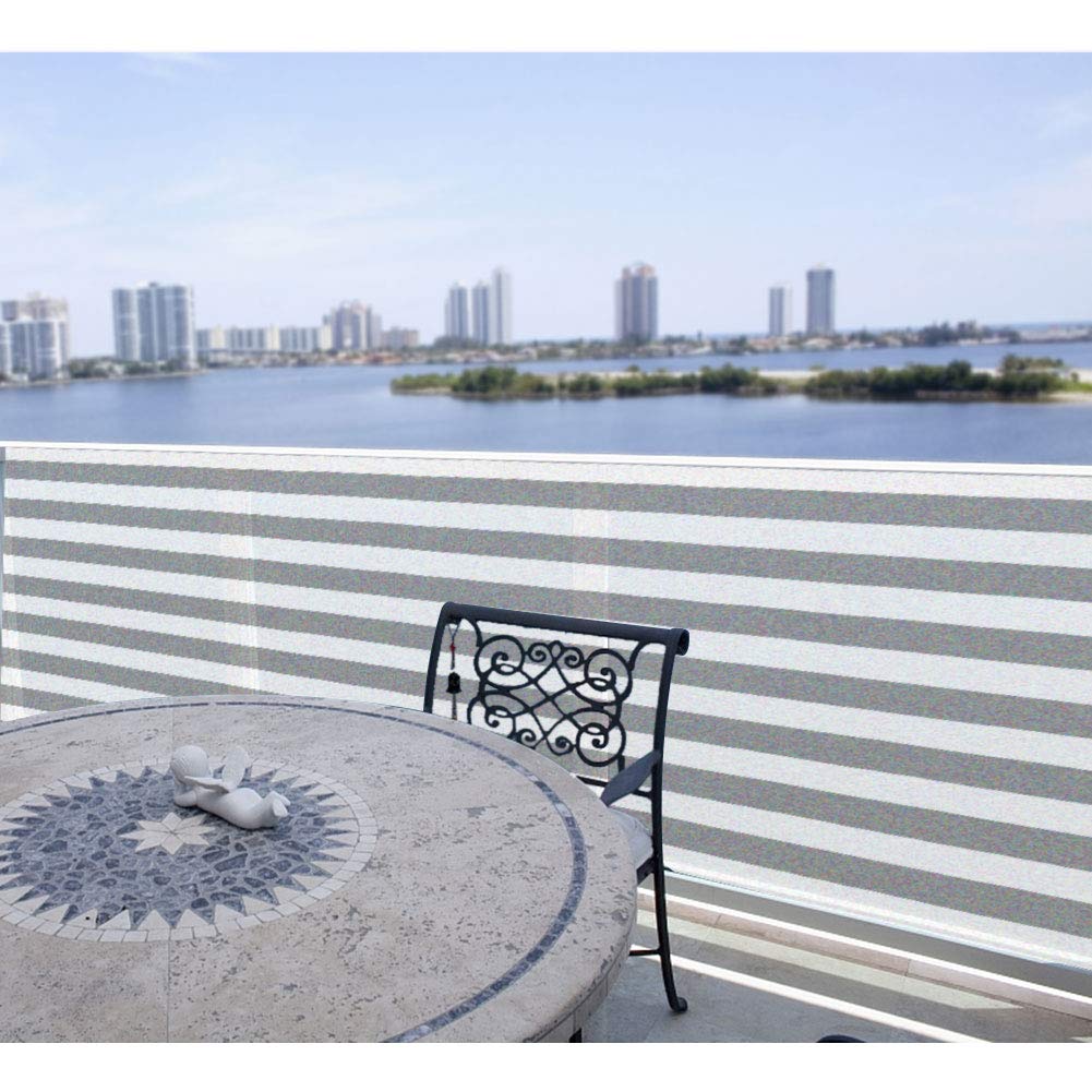 3'x16.4' Balcony Privacy Screen Fenceing,Privacy Fence Cover Windscreen for Deck Patio Pool Apartment Porch,Outdoor Privacy Mesh Fencing Shade Cloth,UV Protection (White-Grey)
