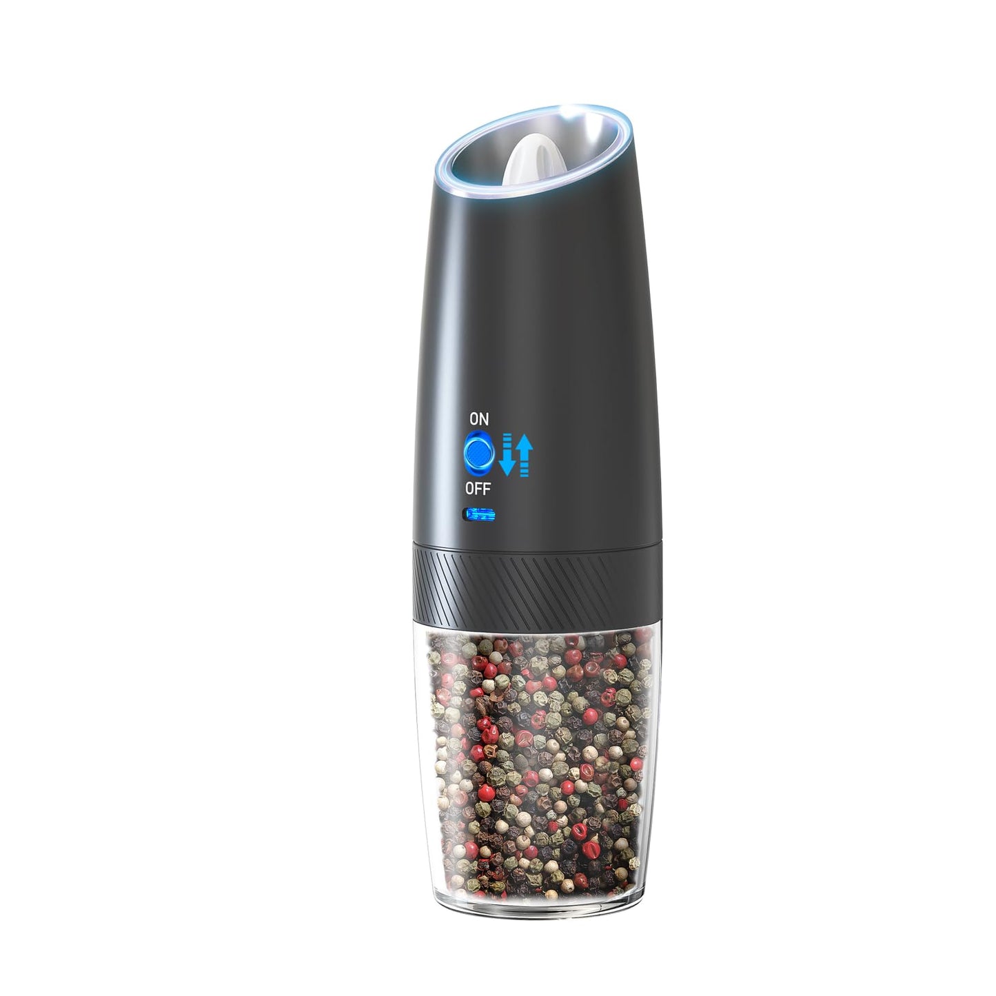 PEIPU Electric Pepper and Salt Grinder, Rechargeable Seasoning Mill，Adjustable Coarseness,with LED Light,One Hand Automatic Operation, Stainless Steel