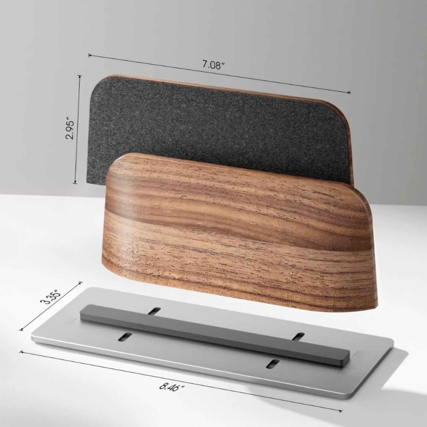 Vertical Laptop Stand for Desk, Black Walnut Wood and Aluminium Laptop Holder for All MacBook, Surface, Samsung, HP, Dell, ‌Chromebook