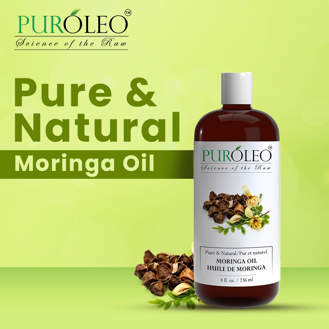 PUROLEO Moringa Oil 8 Fl Oz/236 ML (Packed In Canada) for Face 100% Pure | Natural Moringa Oil