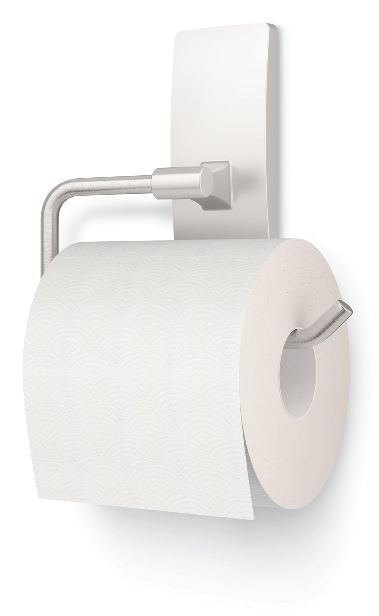 Command Toilet Paper Holder Satin Nickel with Water Resistant Command Strips, Rust Resistant Bathroom Organizer