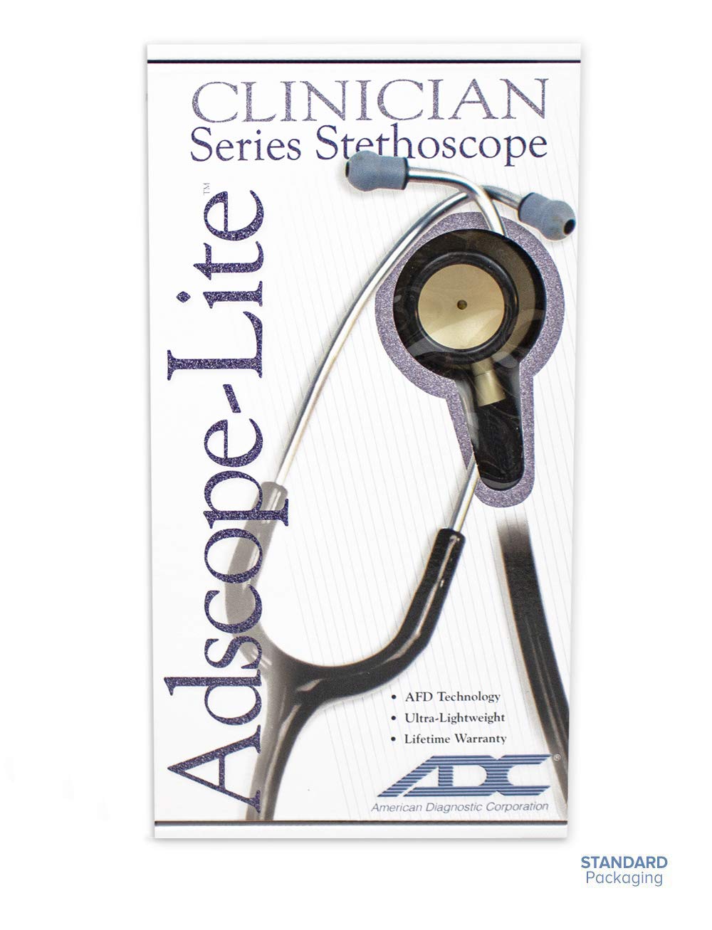 ADC Adscope Lite 619 Ultra Lightweight Clinician Stethoscope with Tuneable AFD Technology, 31 inch Length, Black