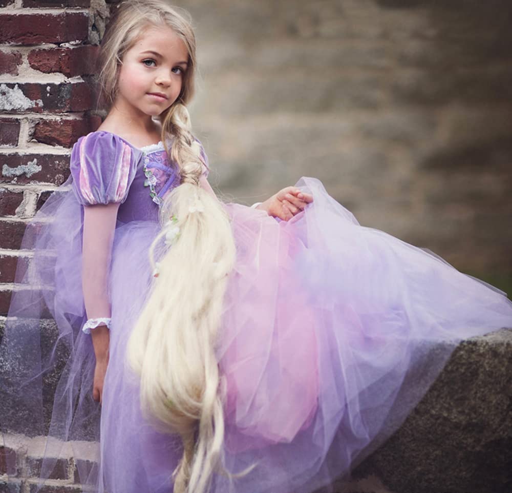 Axaxa Rapunzel Costume for Girls Rapunzel Dress Birthday Party Halloween Costume Cosplay Dress up for Little Girls 2-11 Years