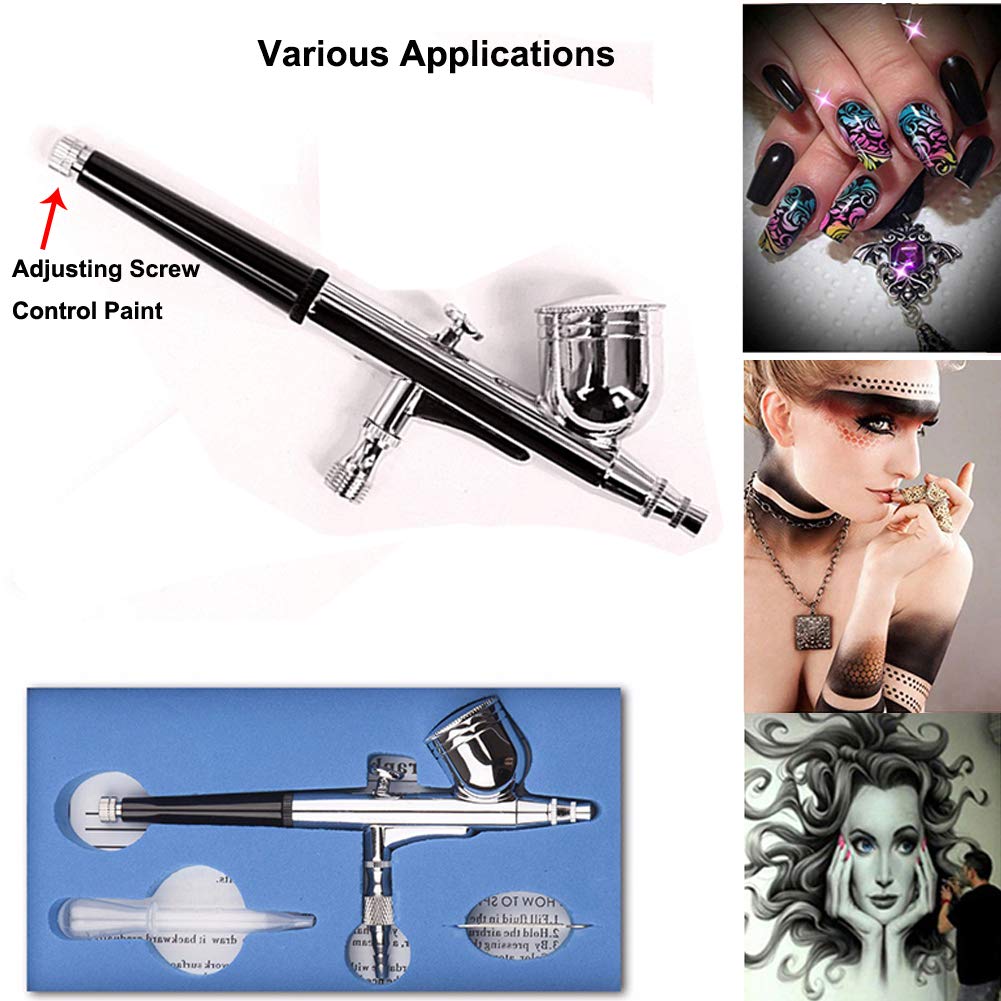 Professional Airbrushing Paint System with 1 Air Compressor and 2 Airbrush Kits for Painting Makeup Cake Spray Model Tattoo Nail Art and More