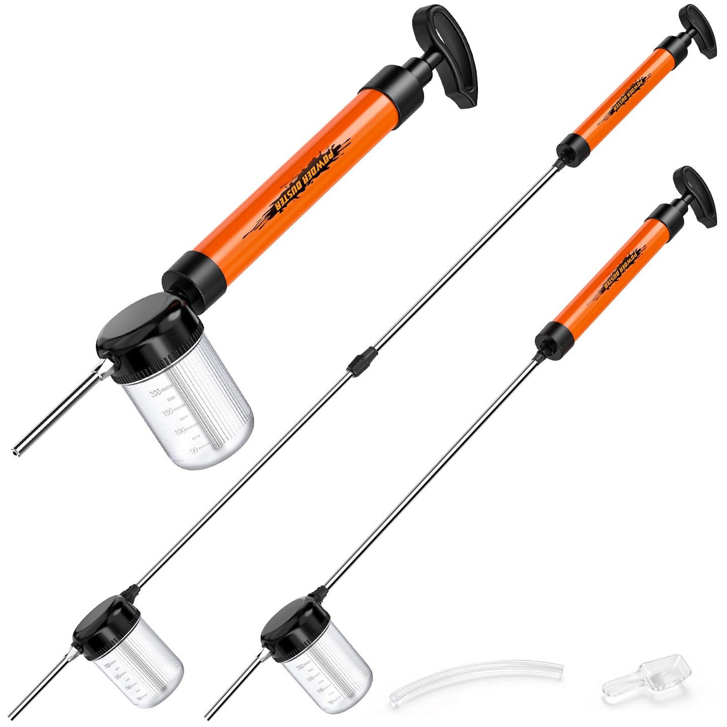 Diatomaceous Earth Powder Duster with Adjustable 4FT Rod, Adjustable Output Pump, 250ml Large Capacity Tank & Clog-Free Design, Powder Dispenser for Indoor/Outdoor Gardening