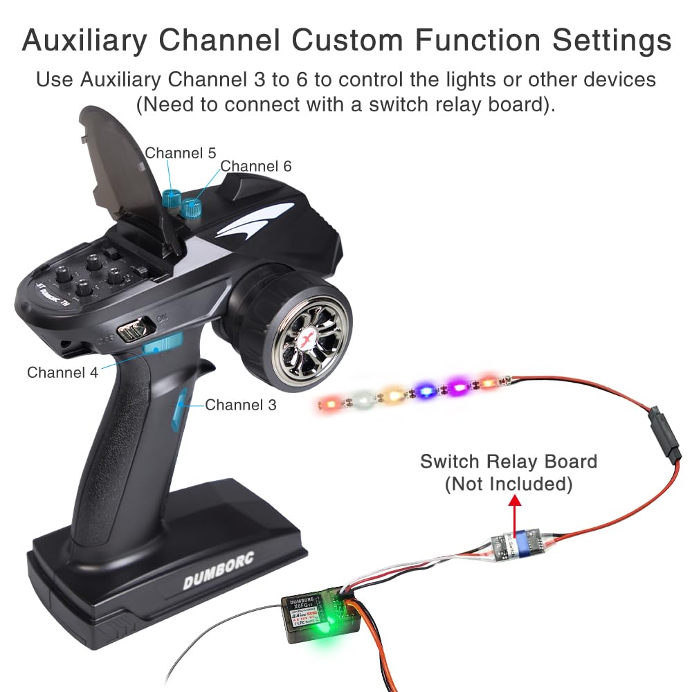 DUMBORC X6 2.4GHz 6CH RC Radio Transmitter and Receiver X6FG(Bulit in Gyro) with Fail-Safe & Low Voltage Alarm Function for Rc Vehicle Car Boat Tank Model Parts Remote Controller