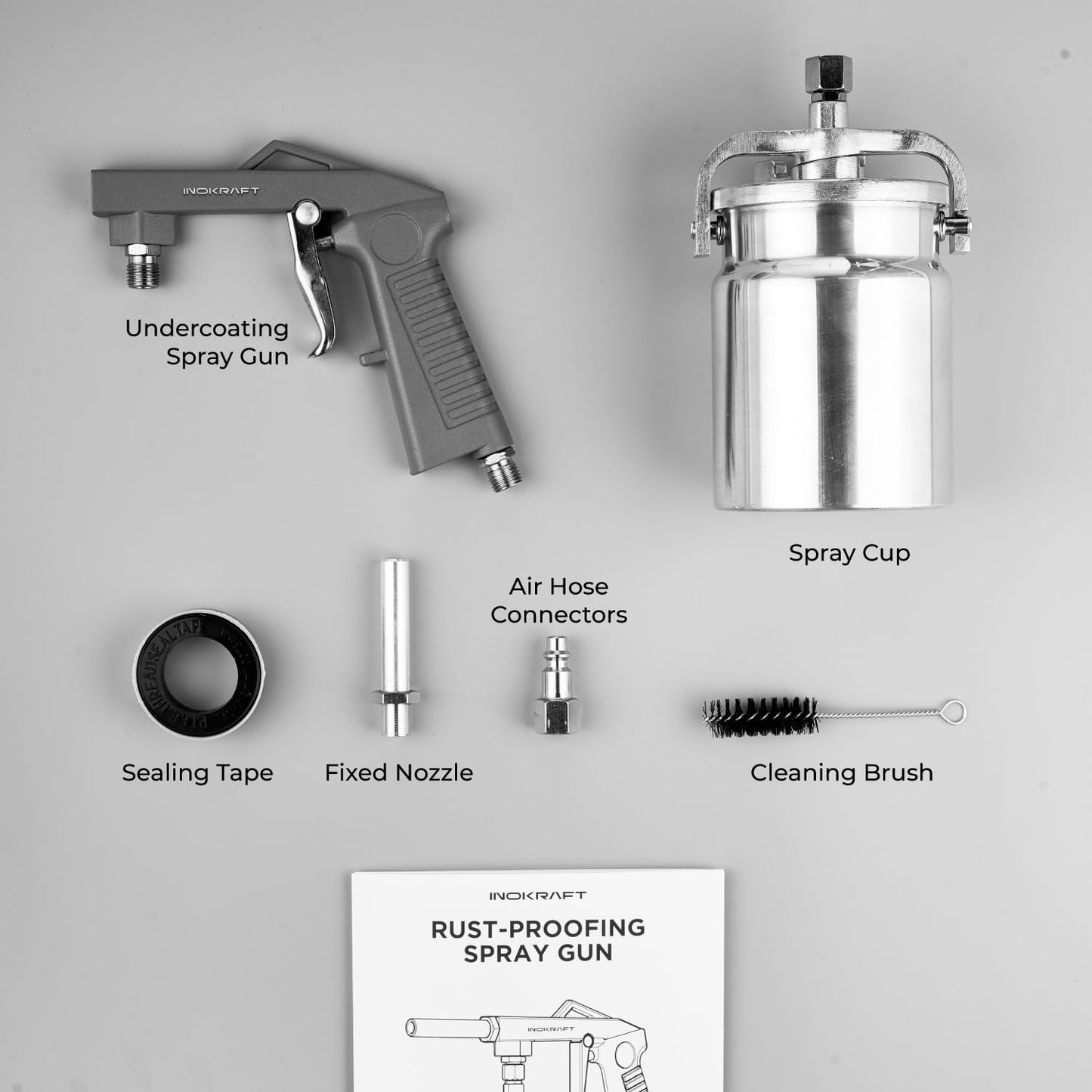 InoKraft Undercoating Spray Gun with Suction Feed Cup for Truck Bed Liner Coating, Rubberized Undercoat, Rust Proofing