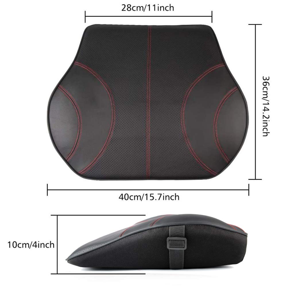 Lumbar Support Pillow, Aukee Leather Memory Foam Lower Back Cushion for Home Office Chair Car Seat - Black (1 Pack)
