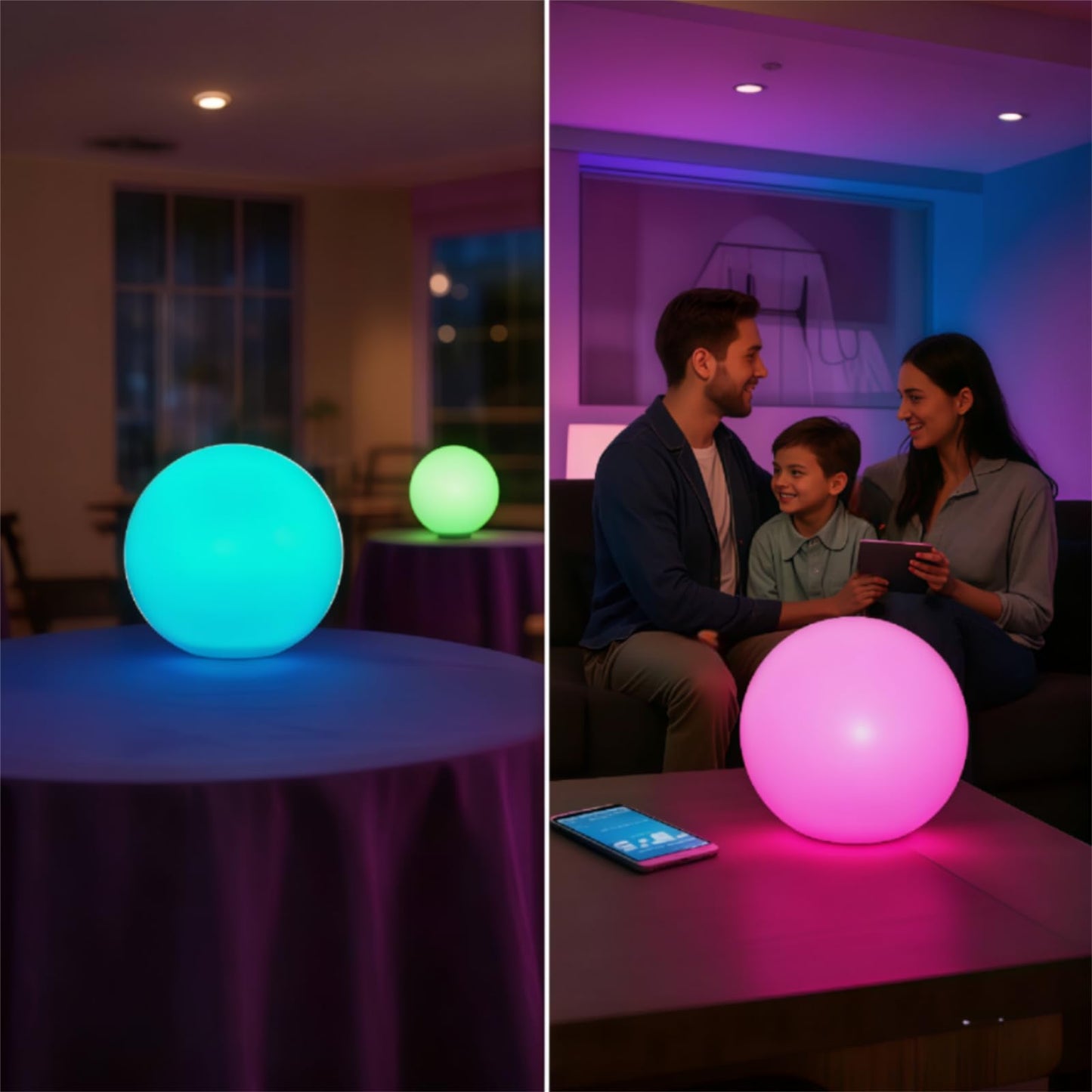 Mr.Go 8-inch Ultra-Fun LED Glowing Ball Light w/Remote, RGB Color Changing Globe Mood Lamp, Kids Night Light, 16 Colors 8 Brightness 4 Lighting Effects, Waterproof, Rechargeable, Stunning Light Orb