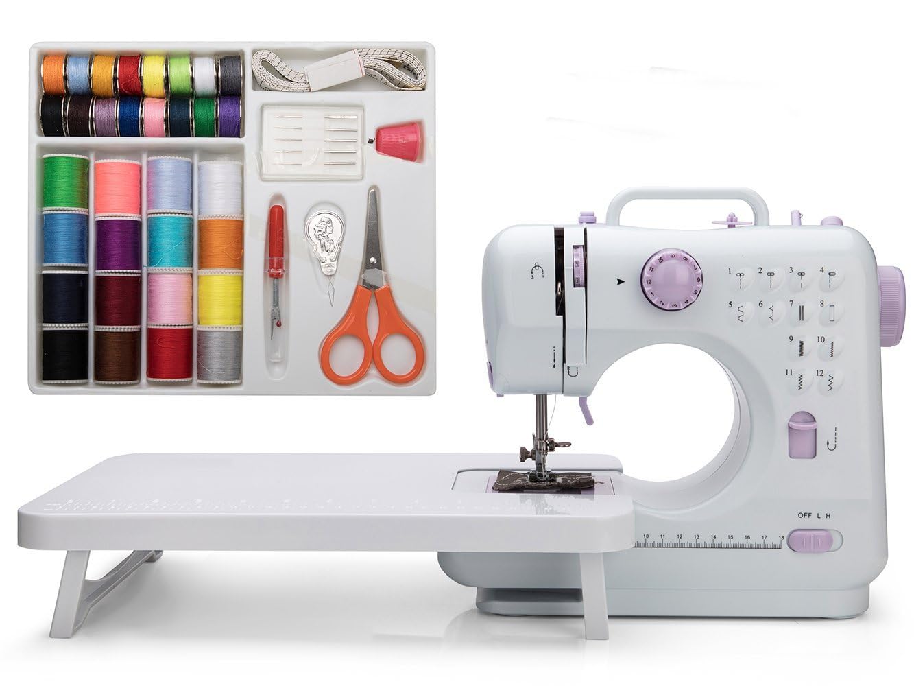Galadim Mini Sewing Machine (Extension stand, Sewing Supplies Set included) - Electric Overlock Sewing Machines - Small Household Sewing Handheld Tool GD-015-CA-A66