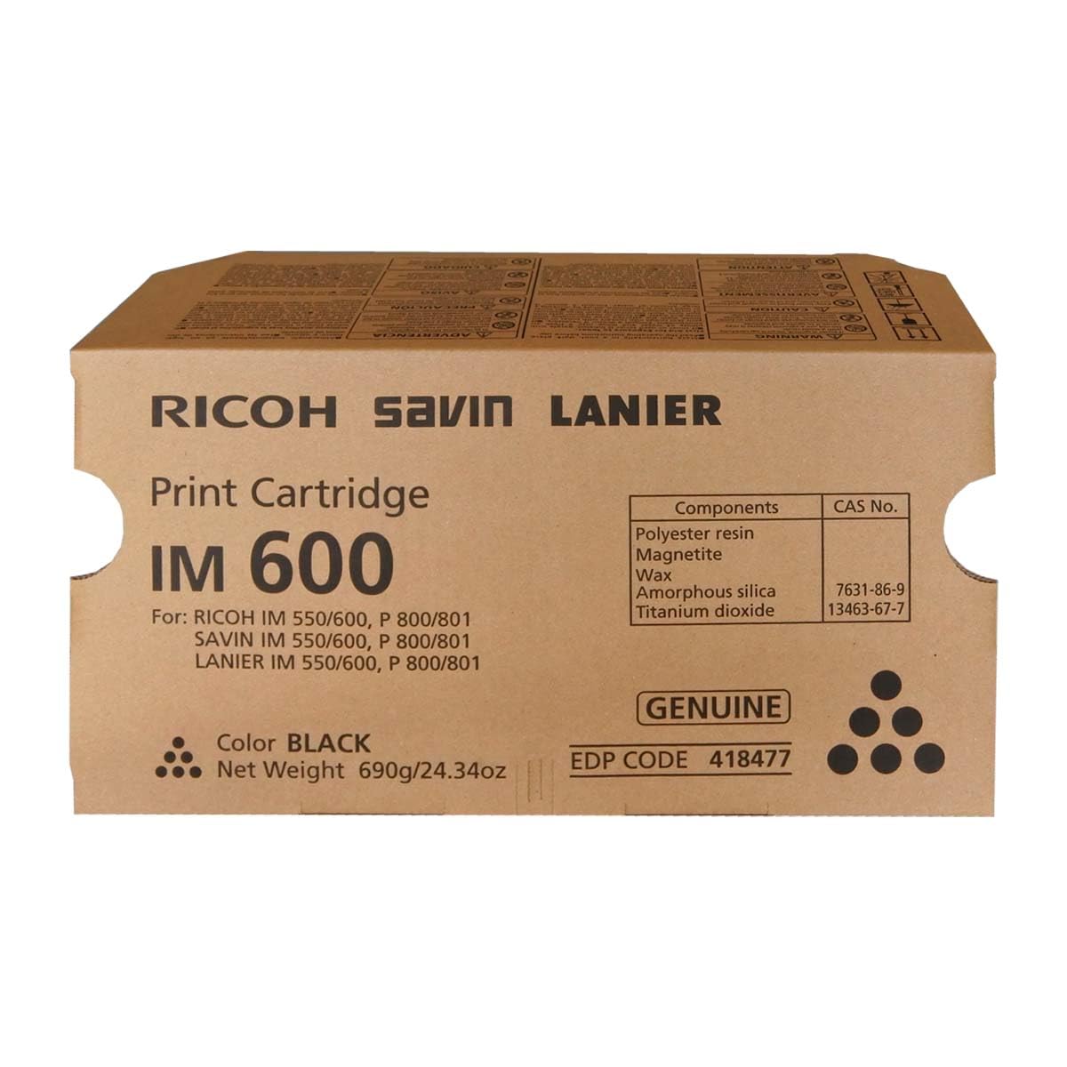 RICOH 418477 Black Print Cartridge IM 600 for P 800, P 801