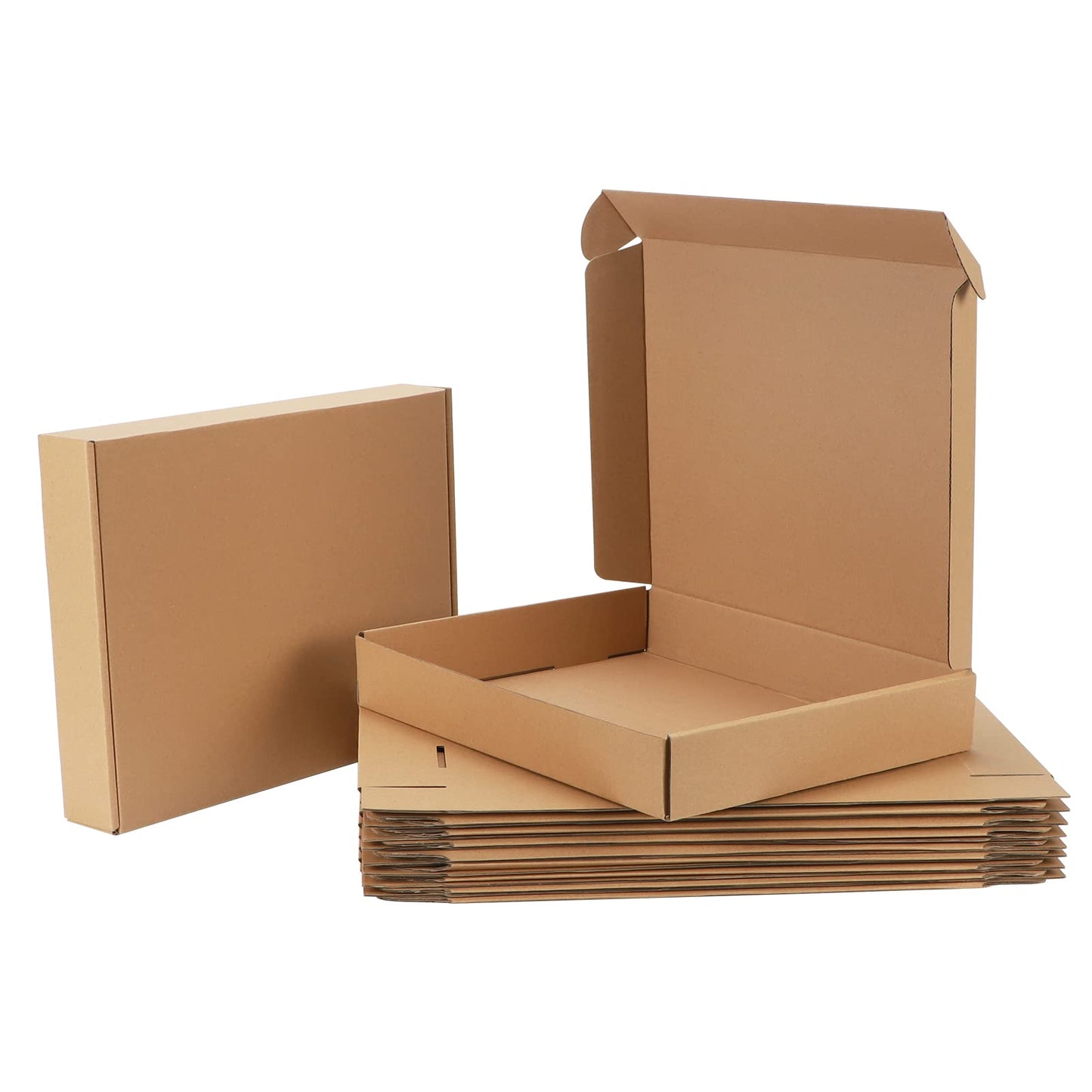 Pemtow 13x10x2 Shipping Boxes Set of 20, Brown Corrugated Cardboard Literature Mailer Box for Packaging, Mailing, Business
