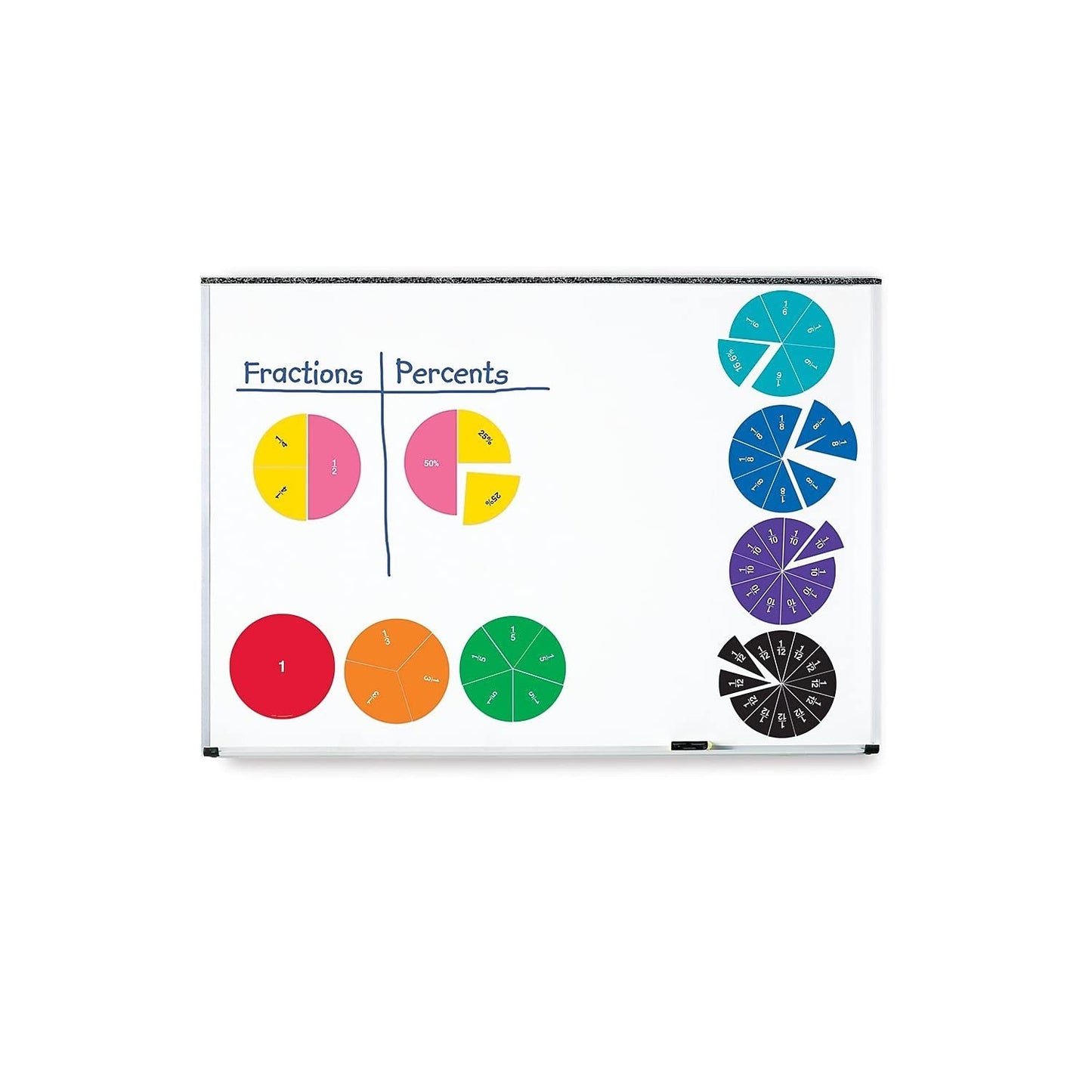 Learning Resources LER1616 Doublesided Magnetic Fraction Circles, Multi