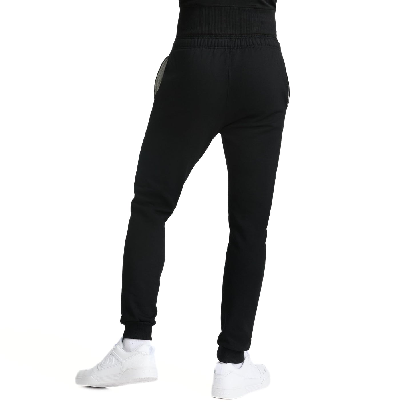 Champion Men's Joggers, Powerblend, Fleece Joggers, Sweatpants for Men (Reg. or Big & Tall), Black - Classic Script Logo, Large