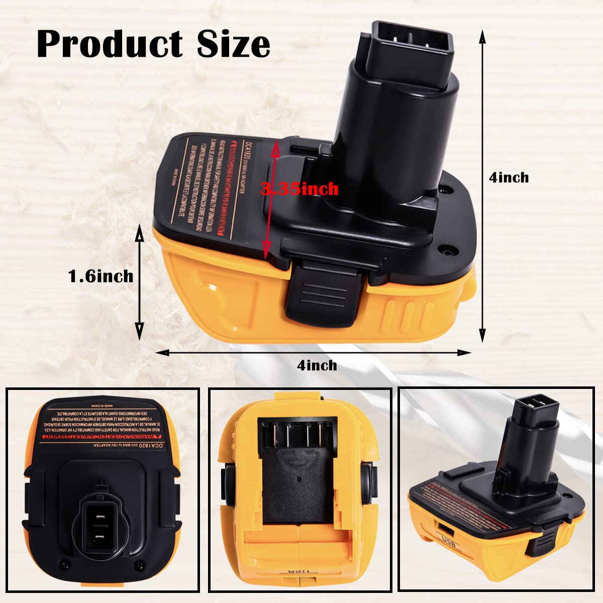 DCA1820 Adapter for Dewalt 18V to 20V, Upgraded Dewalt Battery Adapter Converter Compatible with DCB201, DCB203, DCB203BT Compact Batteries, for DEWALT 18 to 20 -Volt MAX Lithium-Lon -2 Packs