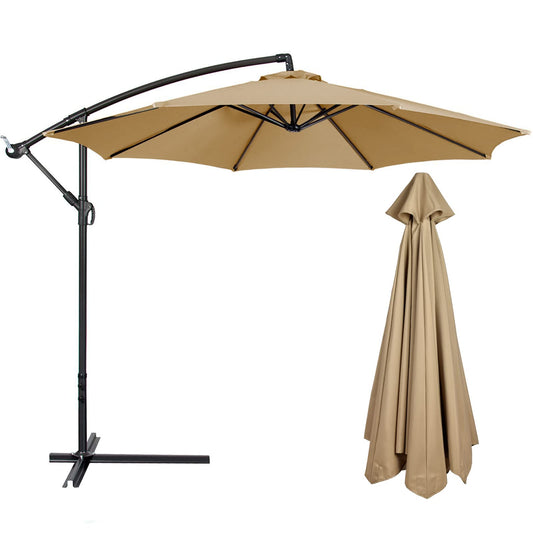 belupai 10ft Patio Umbrella Replacement Canopy, 6 Ribs Canopy Replacement Water Resistant Patio Canopy Outdoor Table Market Yard Umbrella Top Outdoor Umbrella Canopy (Canopy Only)(Tan, 6 Ribs)