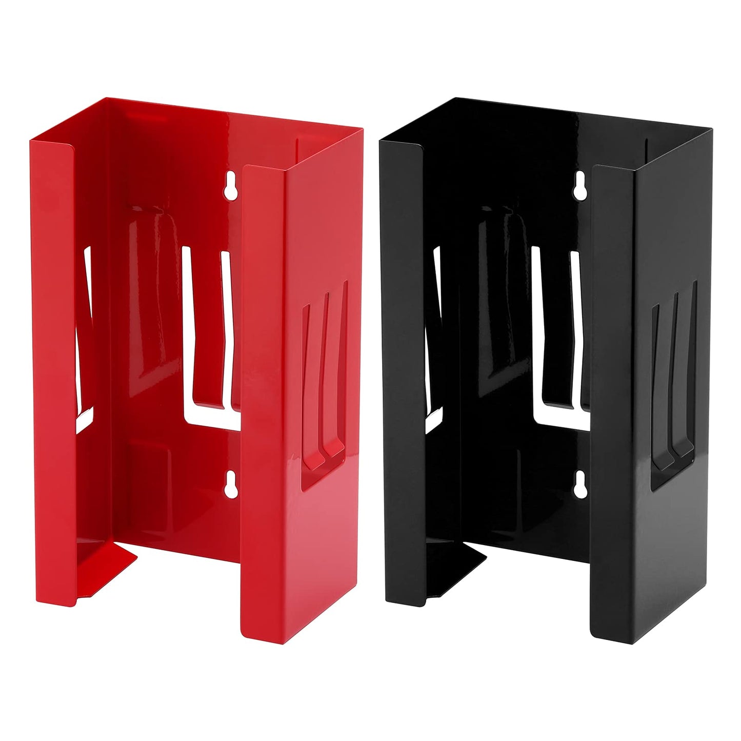 CASOMAN 2PCS Magnetic Glove/Tissue Dispenser, Black & Red, 8LBS Capacity, Glove Dispenser Wall Mount, Glove Box Holder, Glove Holder for Wall Mount, Magnetic Glove Box Holder