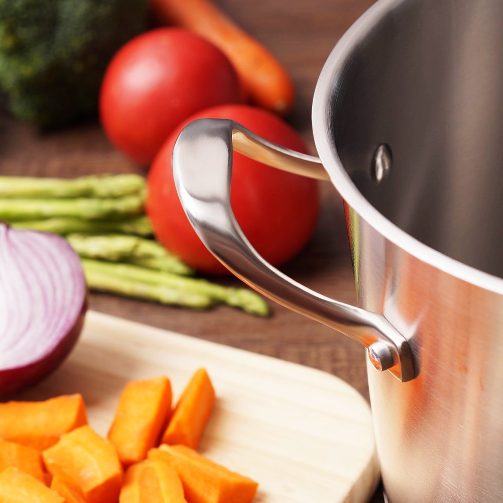 HOMICHEF Large Heavy Ecological Nickel Free Stainless Steel Stock Pot 8qt w/Lid (No Toxic Non Stick Coating, 5.1LBS)