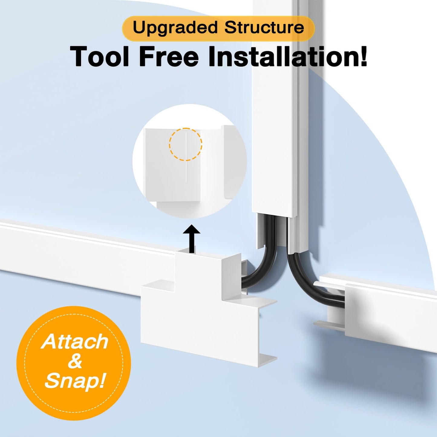 Delamu Cord Hider, 157in Cord Cover Wall, Premium Cord Covers for Wires on Wall, Cable Concealer Hider Kit for Hiding Wires in Home and Office Cable Management, 10X L15.7in X W1.18in X 0.6in, White