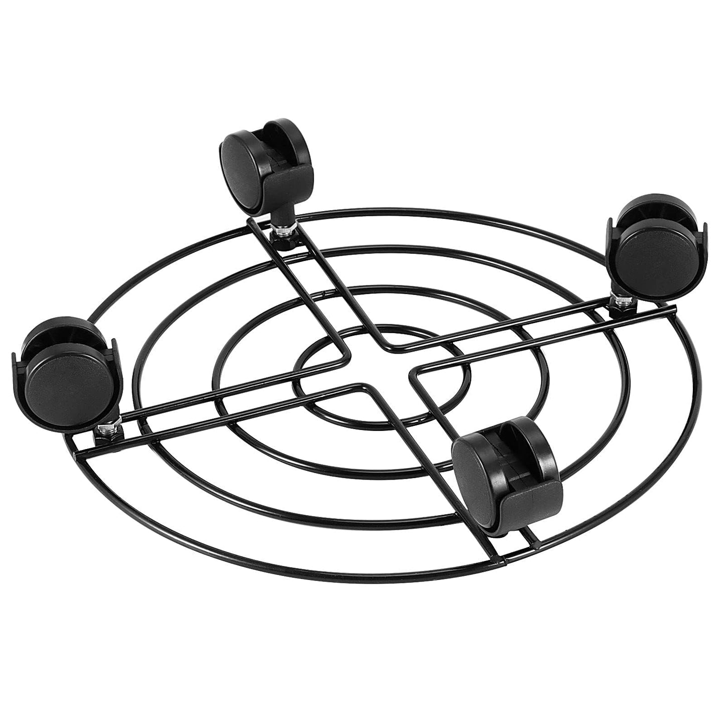 FUNSUEI Plant Stand with Wheels, 4 Pack 12 Inch Heavy Duty Iron Plant Caddy with 360°Swivel Wheels, Max Load 110 lbs for Flower Pot Outdoor Indoor, Black