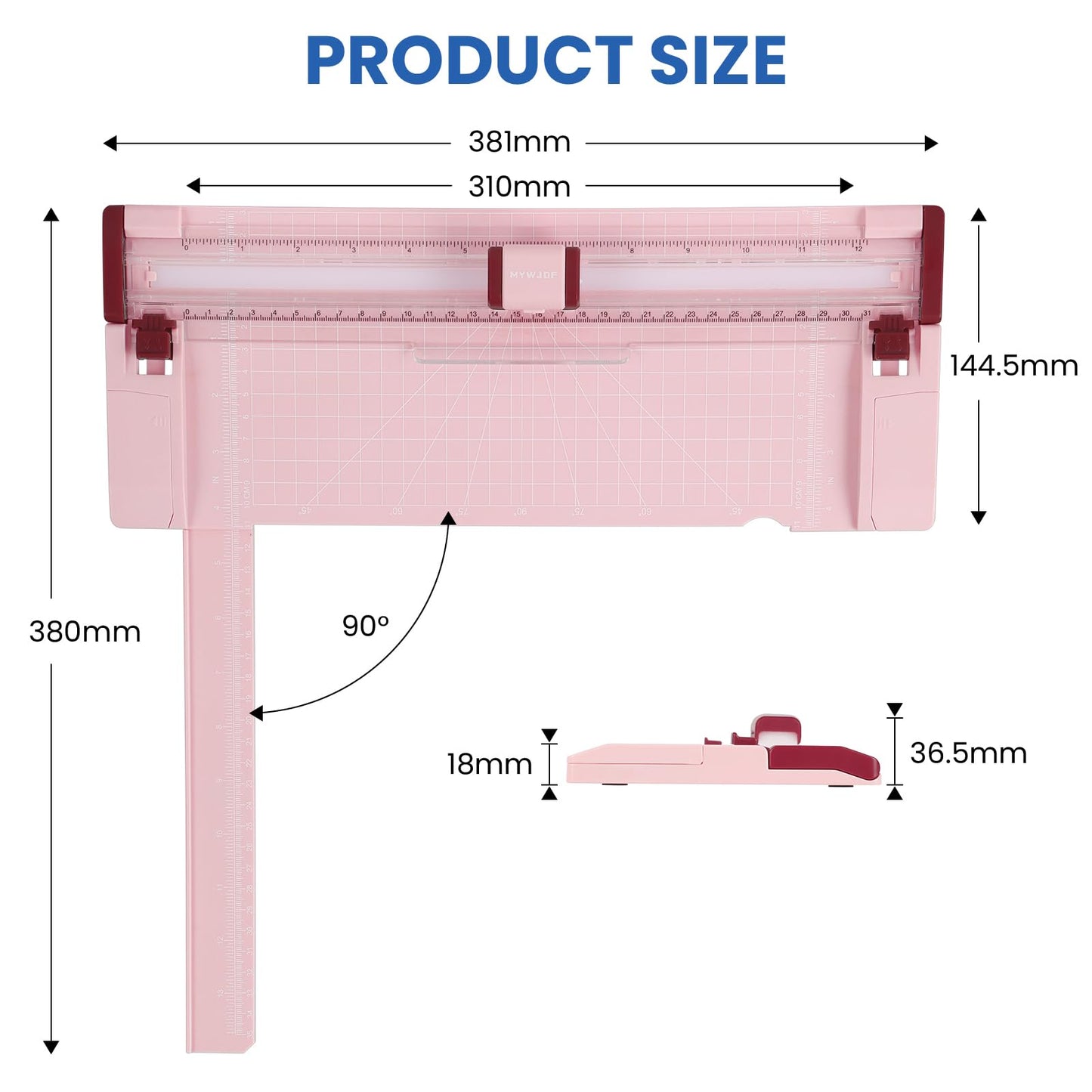 Paper Cutter Pink Rotary Paper Trimmer, 12 Inch Paper Cutter for Cardstock, Scrapbooking & Crafts, 4 Functions with 5 Blades, Automatic Security Safeguard, Side Ruler for Cutting Coupons, Photos,
