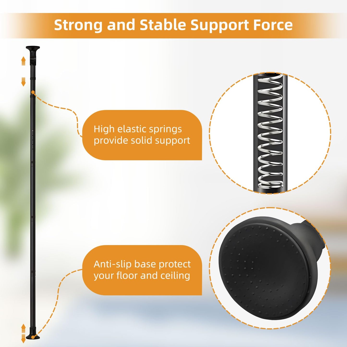 Room Divider Curtain Rod, No Drilling Curtain Rod for Room Separation, Adjustable Heavy Duty Partition Room Divider, Floor to Ceiling Freestanding Wall Divider 4-10ft (H) 28-114inch(W) Black